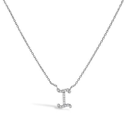10K White Gold Diamond Accent "A" Initial Script Style Pendant Necklace by Bids.com