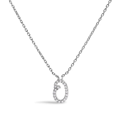 10K White Gold Diamond Accent "A" Initial Script Style Pendant Necklace by Bids.com