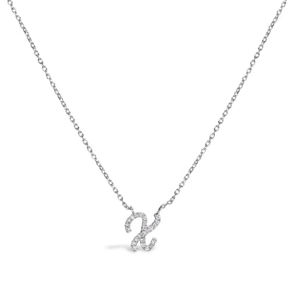 10K White Gold Diamond Accent "A" Initial Script Style Pendant Necklace by Bids.com