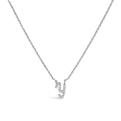 10K White Gold Diamond Accent "A" Initial Script Style Pendant Necklace by Bids.com