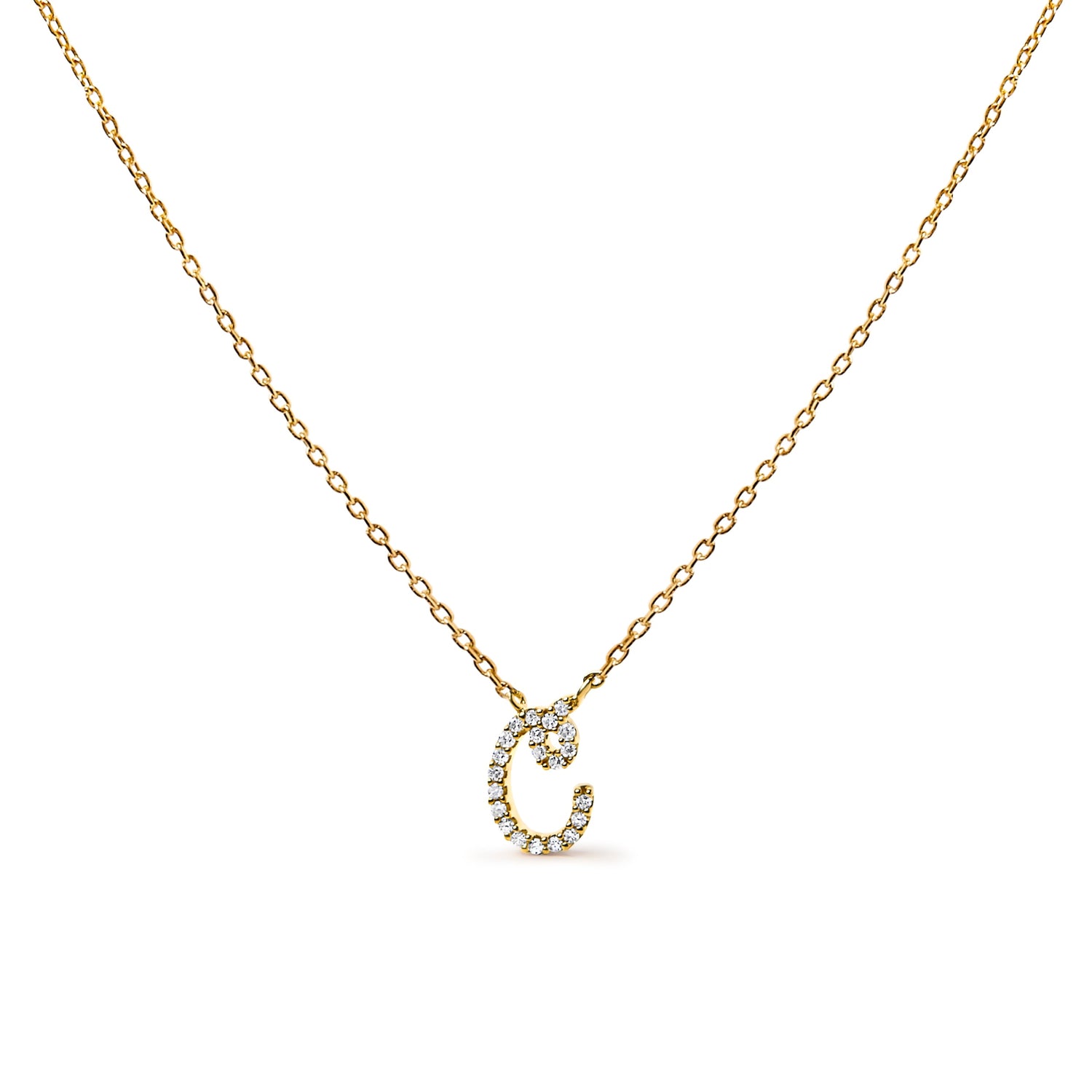 10K White Gold Diamond Accent "A" Initial Script Style Pendant Necklace by Bids.com