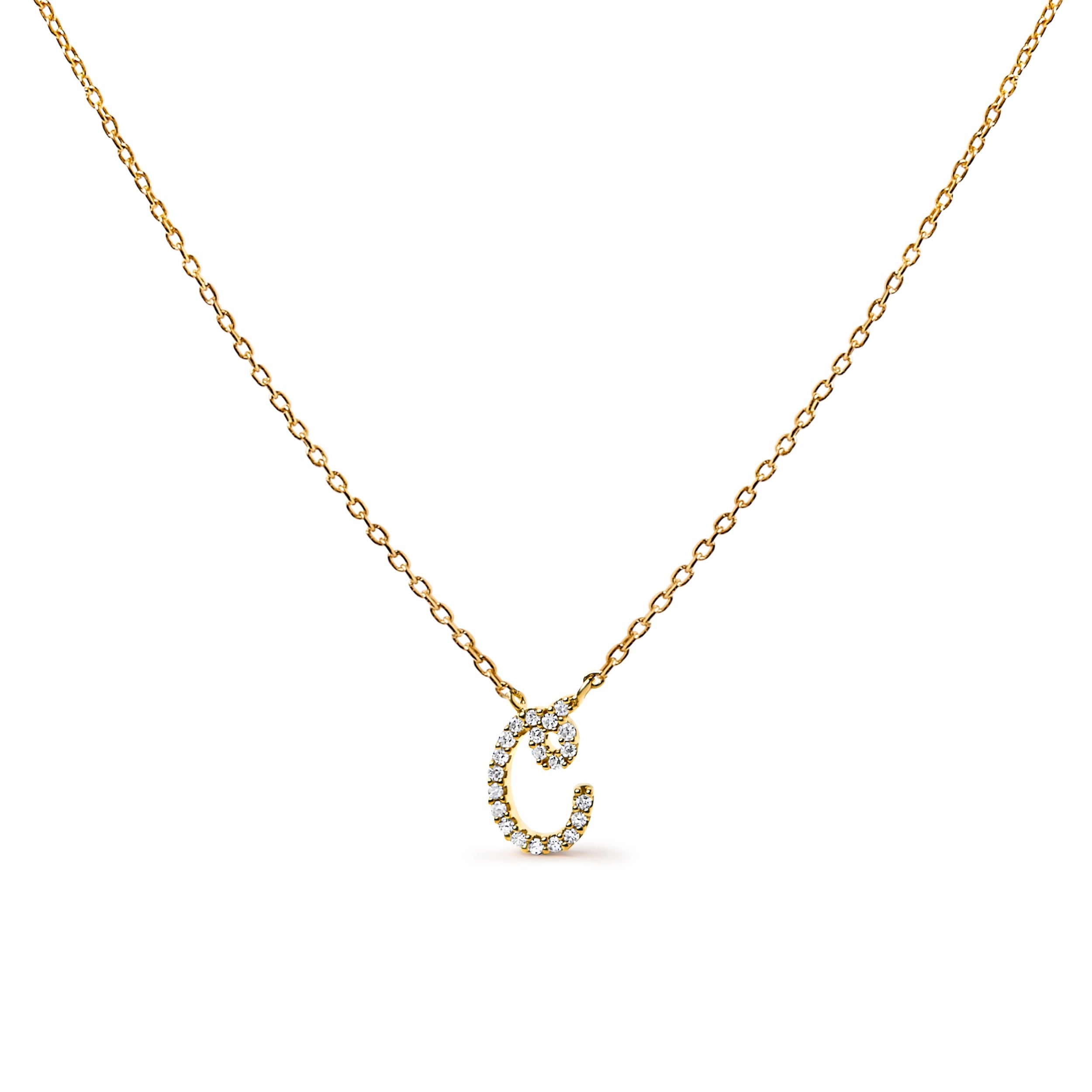 10K White Gold Diamond Accent "A" Initial Script Style Pendant Necklace by Bids.com