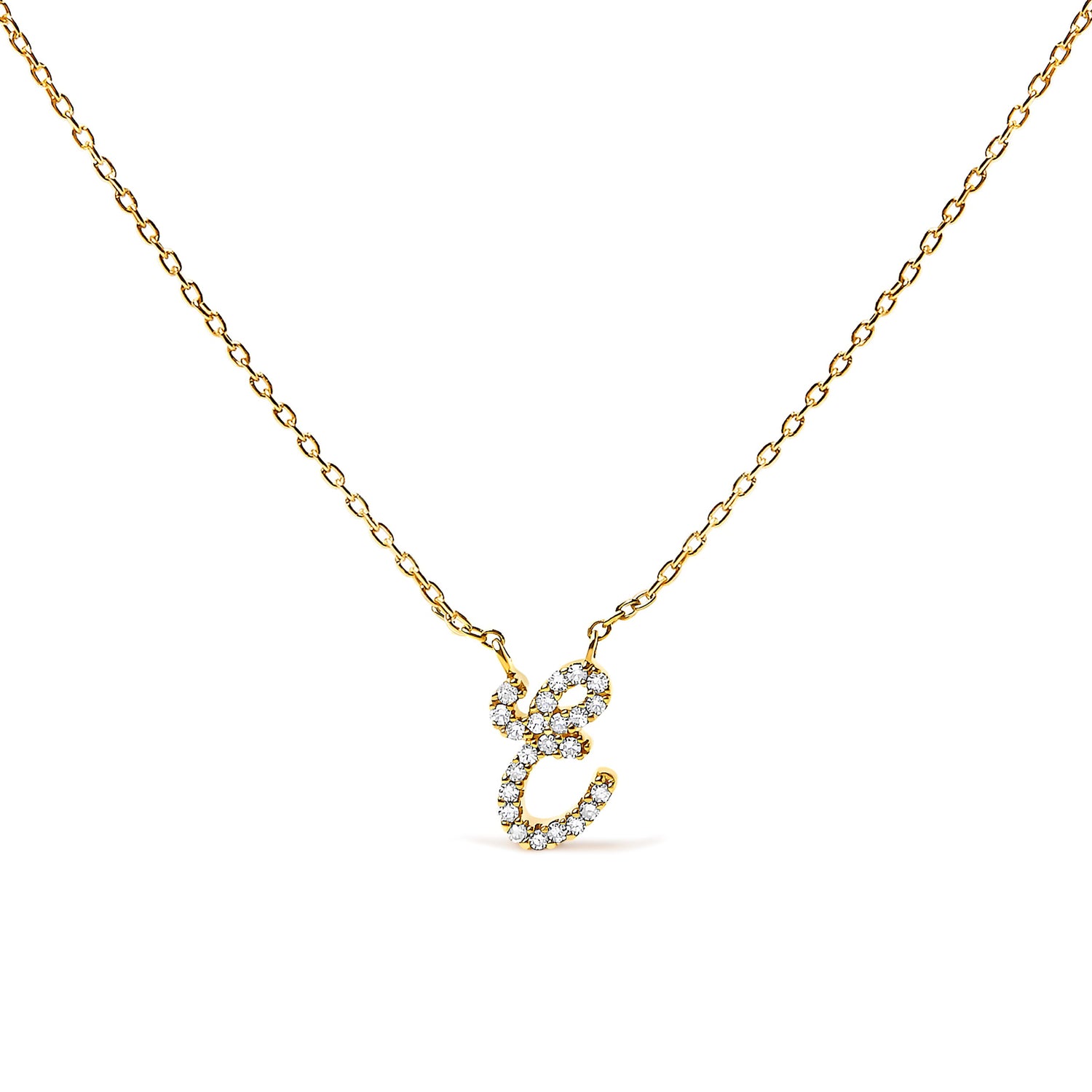 10K White Gold Diamond Accent "A" Initial Script Style Pendant Necklace by Bids.com