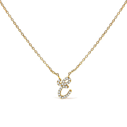 10K White Gold Diamond Accent "A" Initial Script Style Pendant Necklace by Bids.com