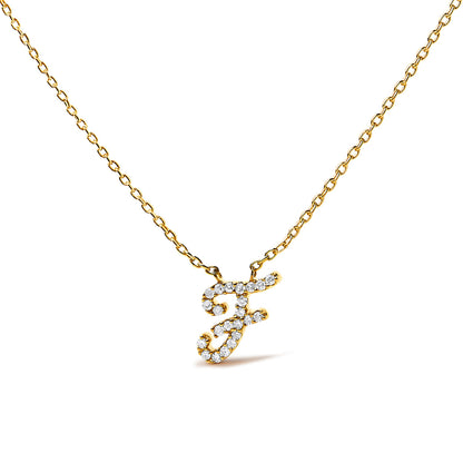 10K White Gold Diamond Accent "A" Initial Script Style Pendant Necklace by Bids.com