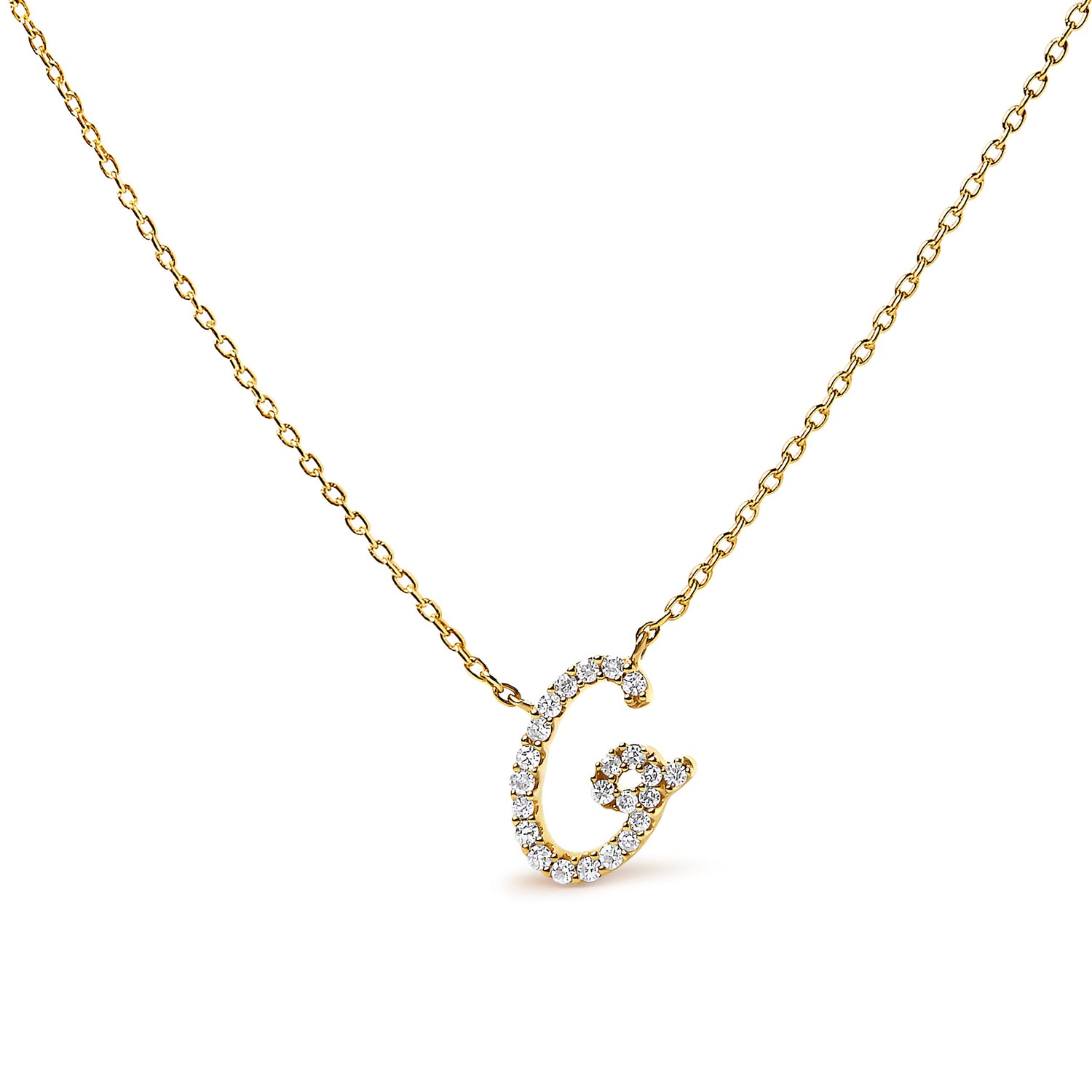 10K White Gold Diamond Accent "A" Initial Script Style Pendant Necklace by Bids.com