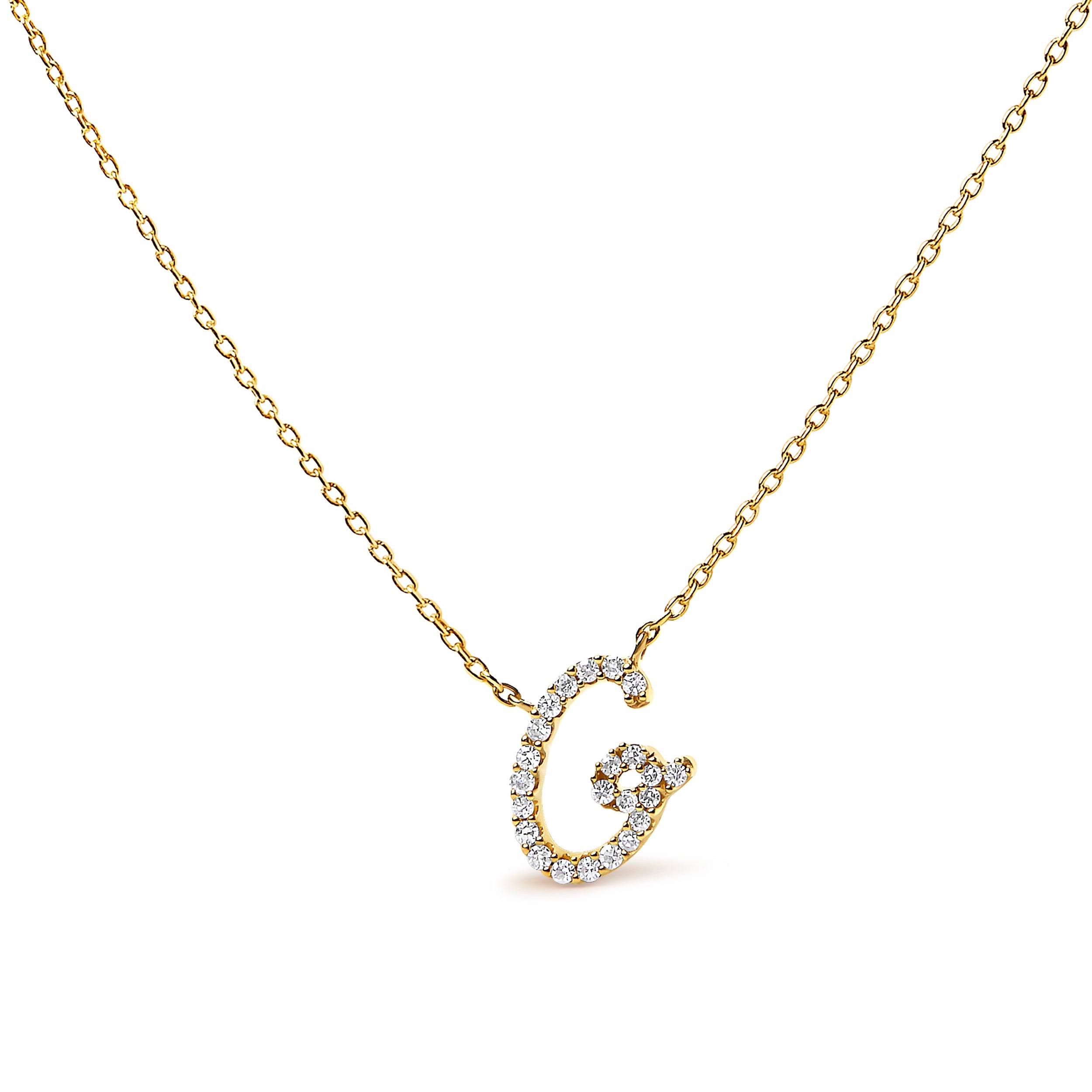 10K White Gold Diamond Accent "A" Initial Script Style Pendant Necklace by Bids.com