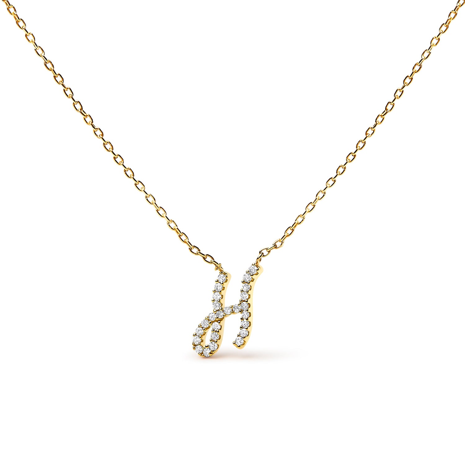 10K White Gold Diamond Accent "A" Initial Script Style Pendant Necklace by Bids.com