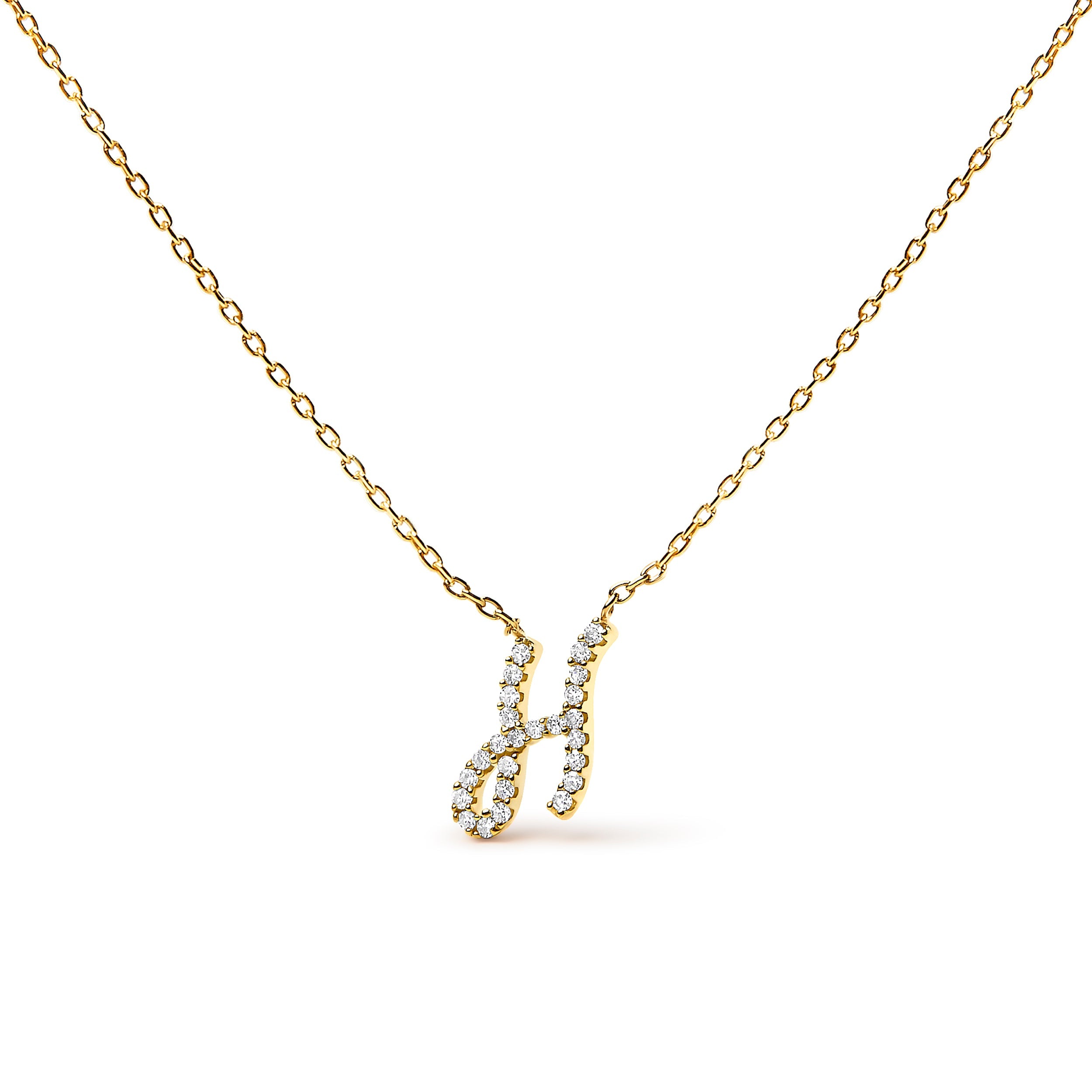 10K White Gold Diamond Accent "A" Initial Script Style Pendant Necklace by Bids.com