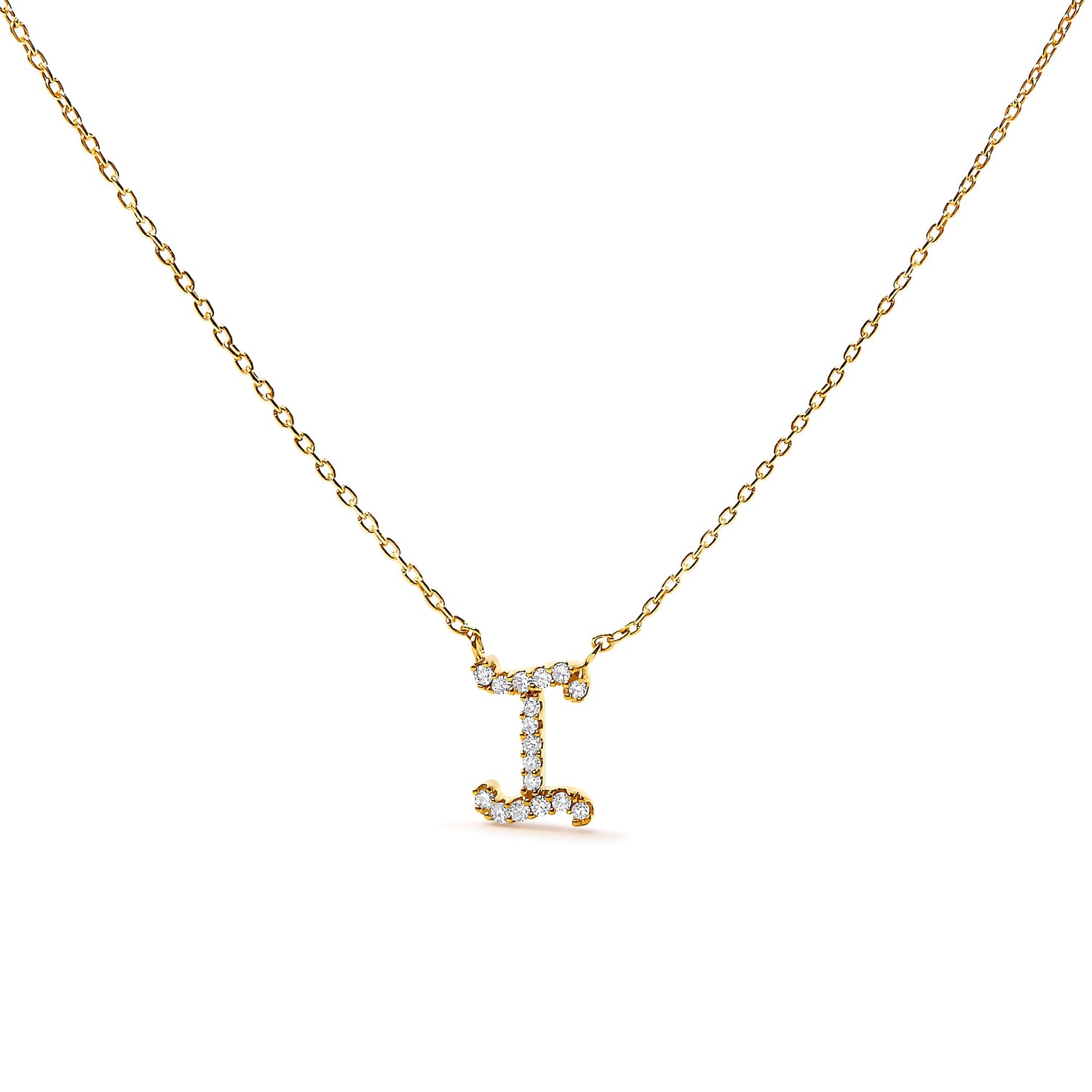 10K White Gold Diamond Accent "A" Initial Script Style Pendant Necklace by Bids.com