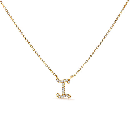 10K White Gold Diamond Accent "A" Initial Script Style Pendant Necklace by Bids.com