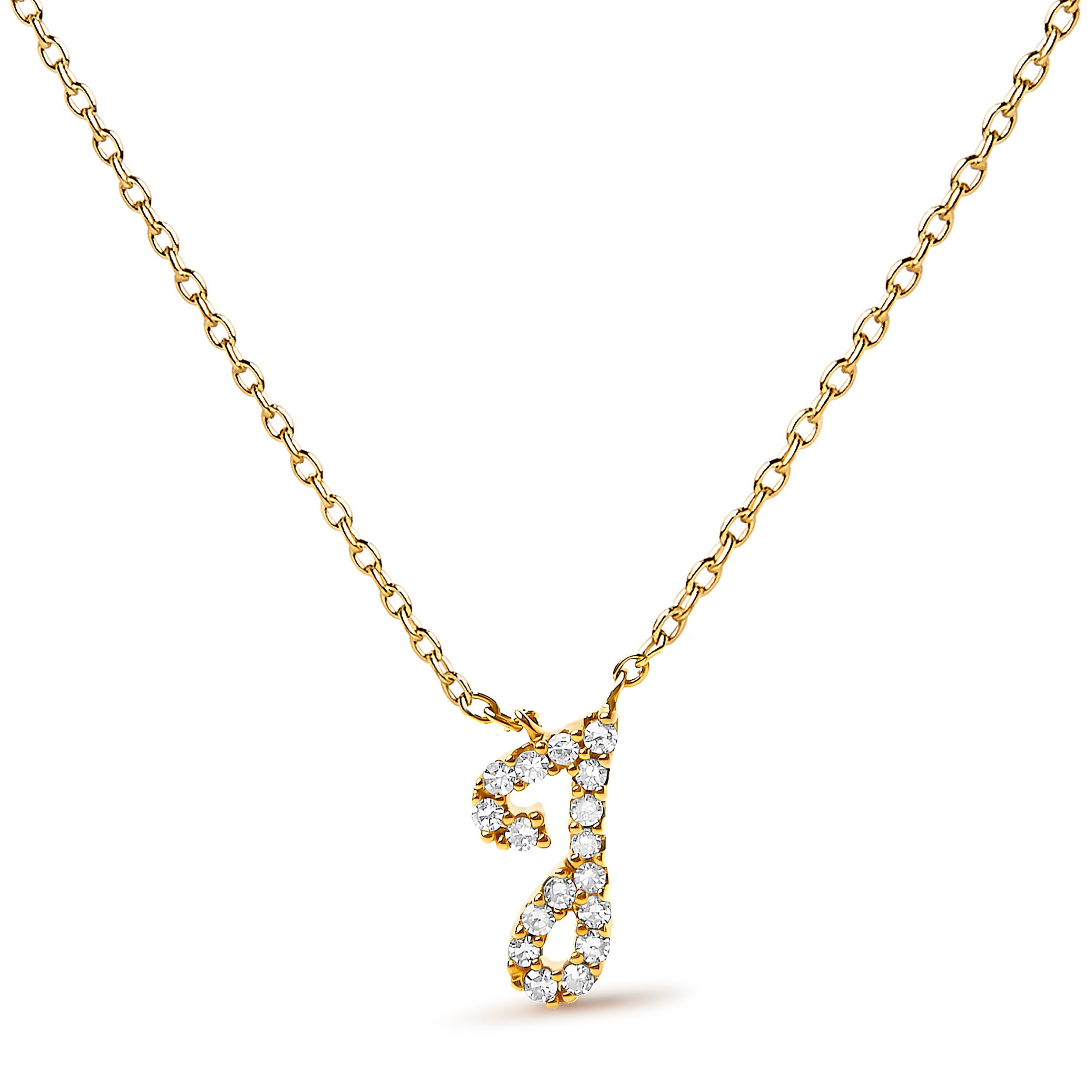 10K White Gold Diamond Accent "A" Initial Script Style Pendant Necklace by Bids.com