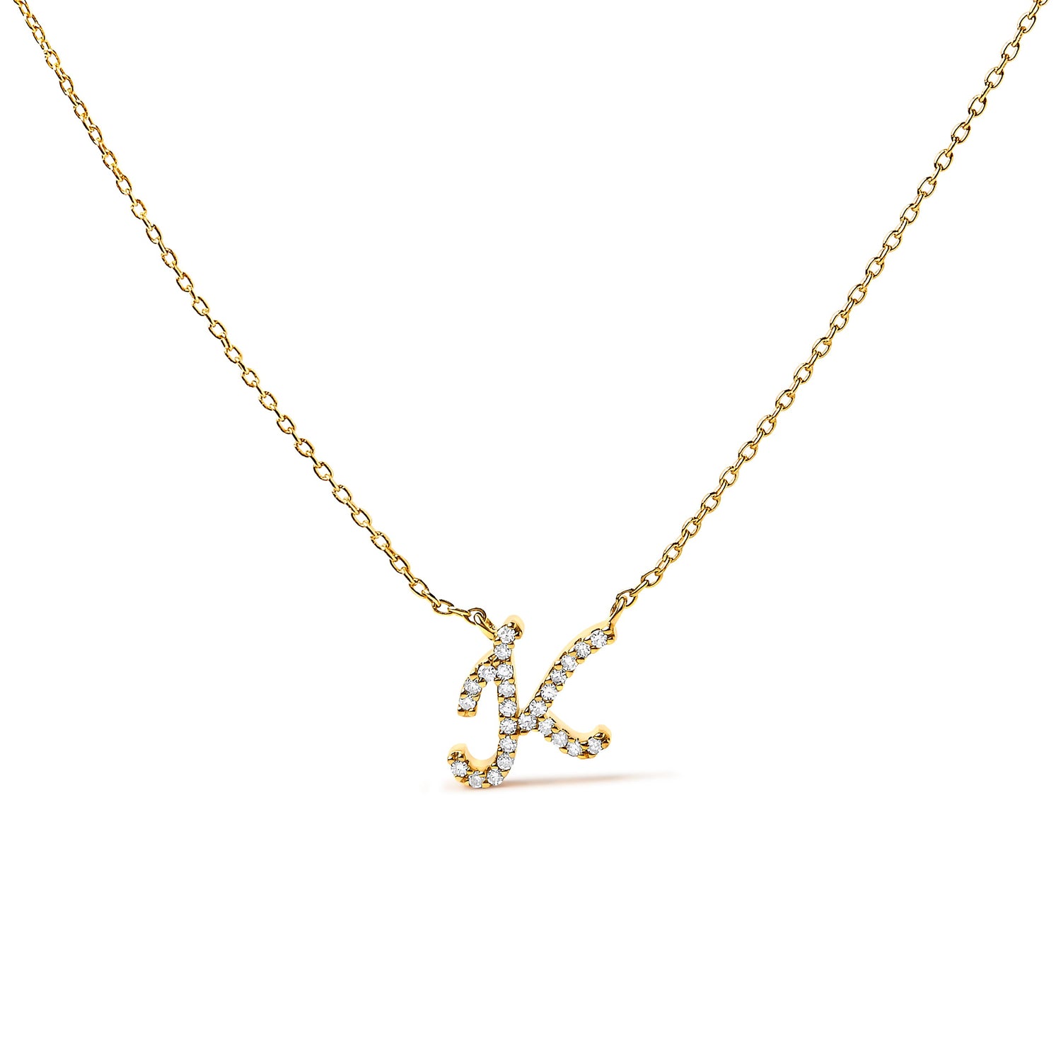 10K White Gold Diamond Accent "A" Initial Script Style Pendant Necklace by Bids.com