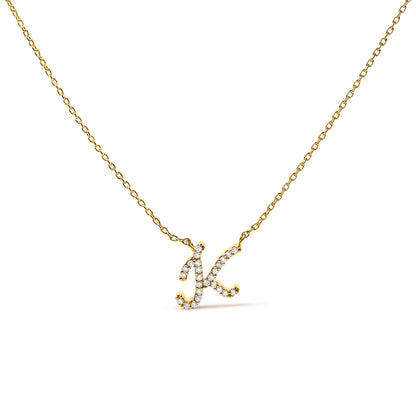 10K White Gold Diamond Accent "A" Initial Script Style Pendant Necklace by Bids.com
