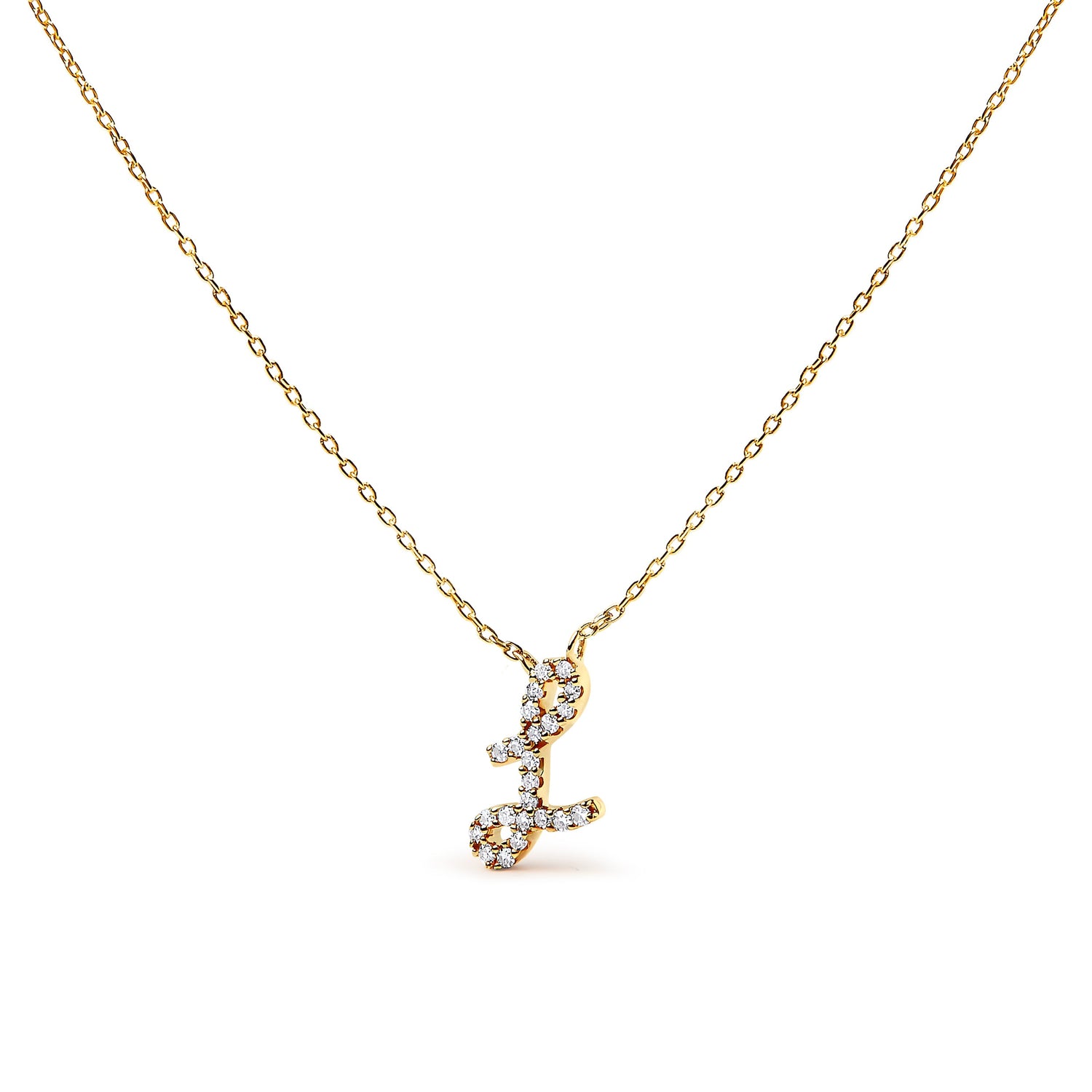 10K White Gold Diamond Accent "A" Initial Script Style Pendant Necklace by Bids.com