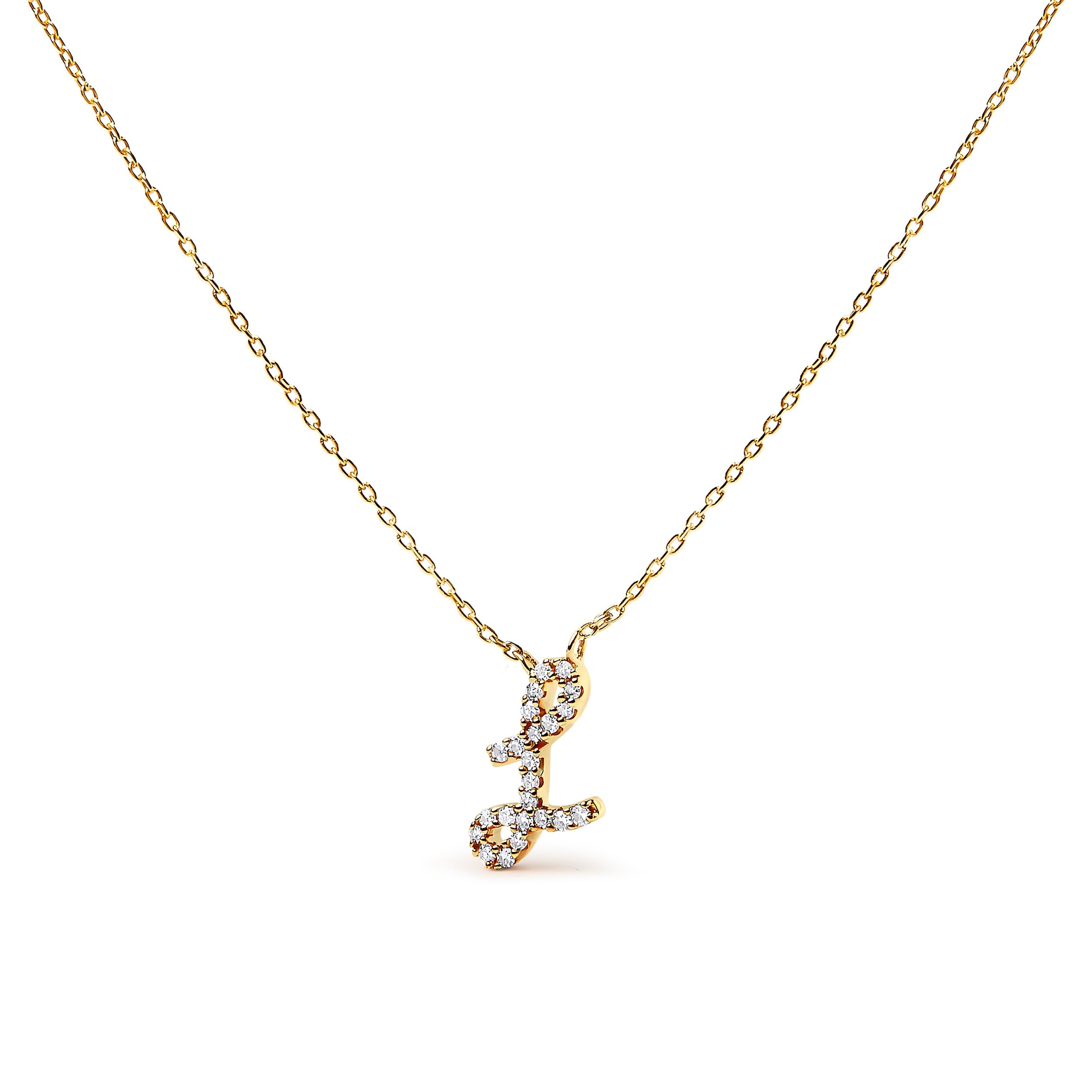 10K White Gold Diamond Accent "A" Initial Script Style Pendant Necklace by Bids.com