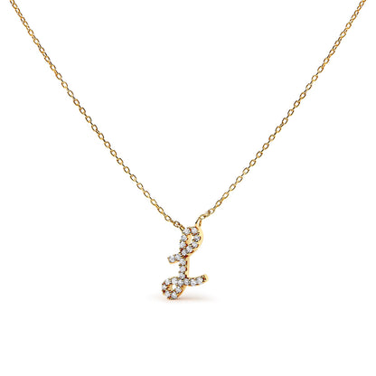 10K White Gold Diamond Accent "A" Initial Script Style Pendant Necklace by Bids.com
