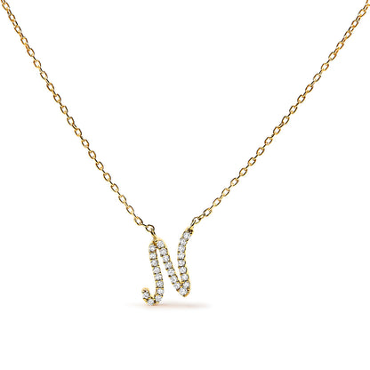 10K White Gold Diamond Accent "A" Initial Script Style Pendant Necklace by Bids.com