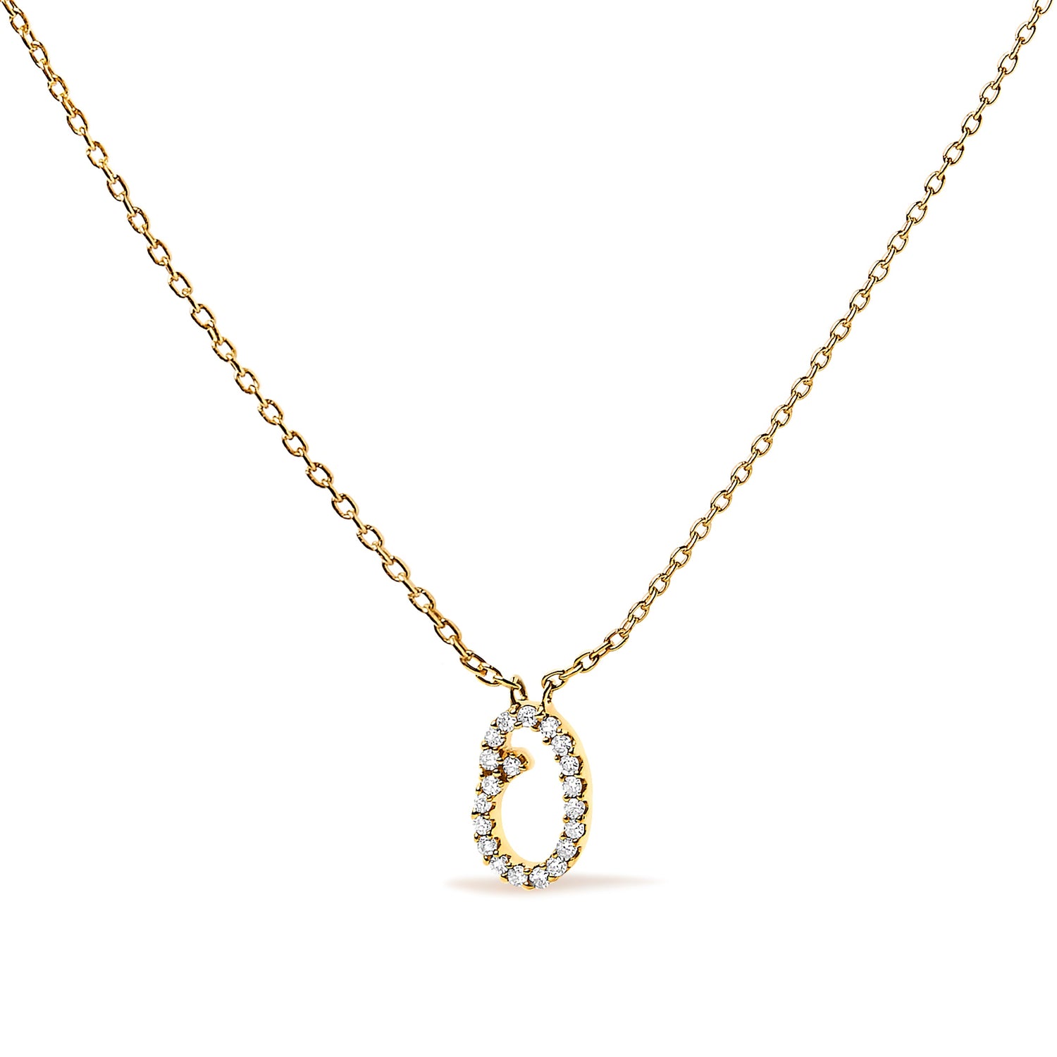 10K White Gold Diamond Accent "A" Initial Script Style Pendant Necklace by Bids.com