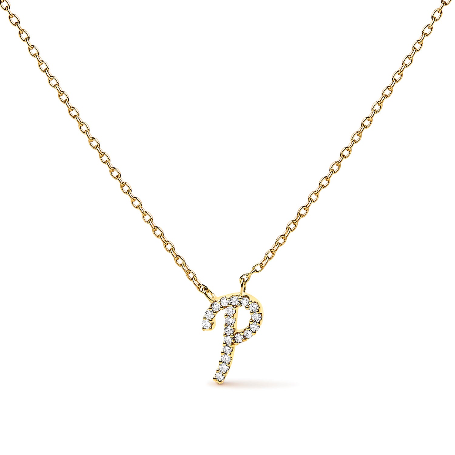 10K White Gold Diamond Accent "A" Initial Script Style Pendant Necklace by Bids.com
