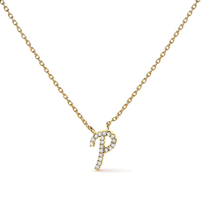 10K White Gold Diamond Accent "A" Initial Script Style Pendant Necklace by Bids.com