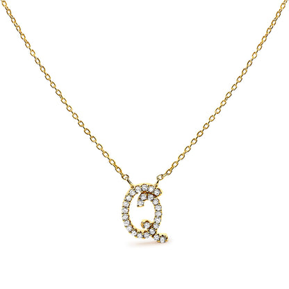 10K White Gold Diamond Accent "A" Initial Script Style Pendant Necklace by Bids.com