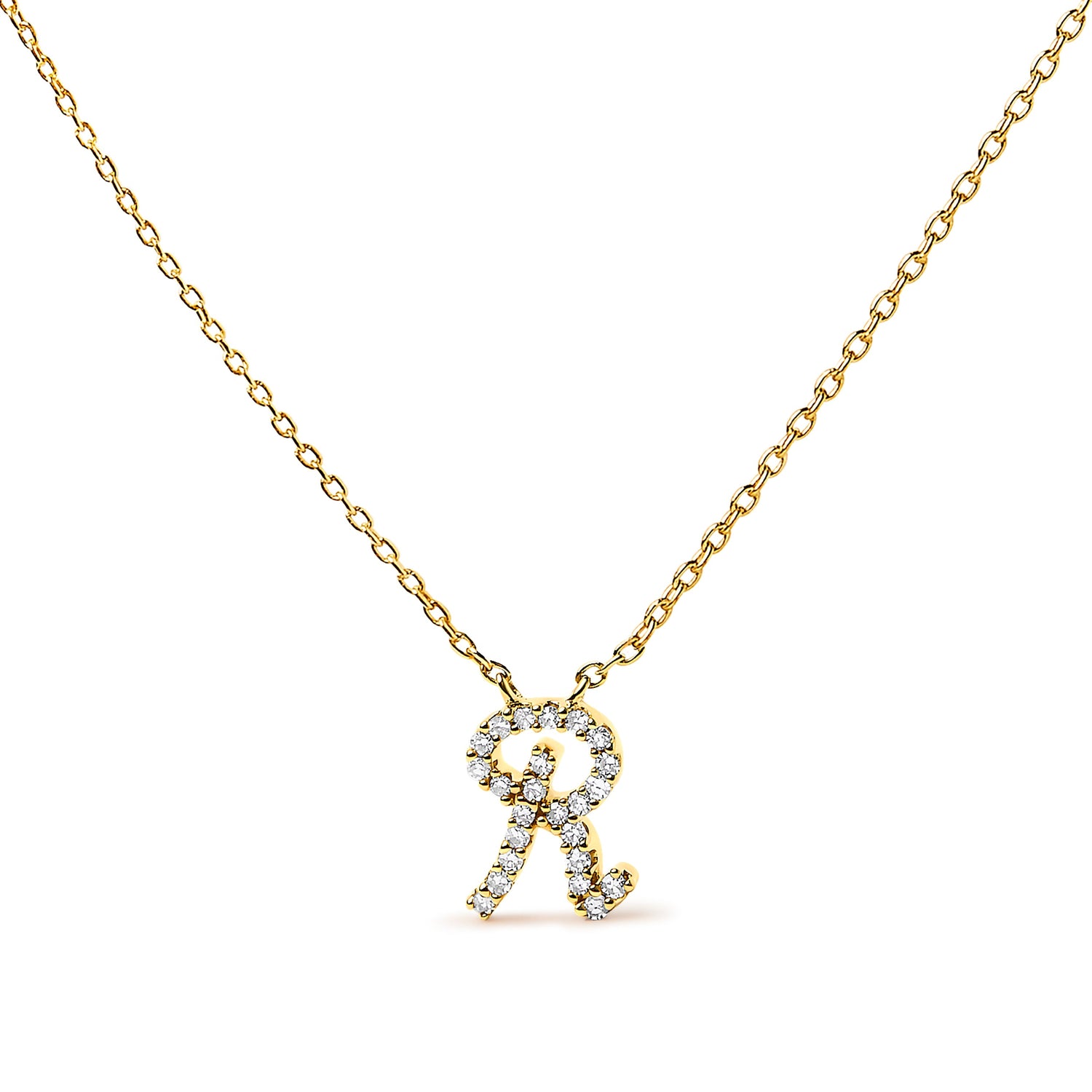 10K White Gold Diamond Accent "A" Initial Script Style Pendant Necklace by Bids.com