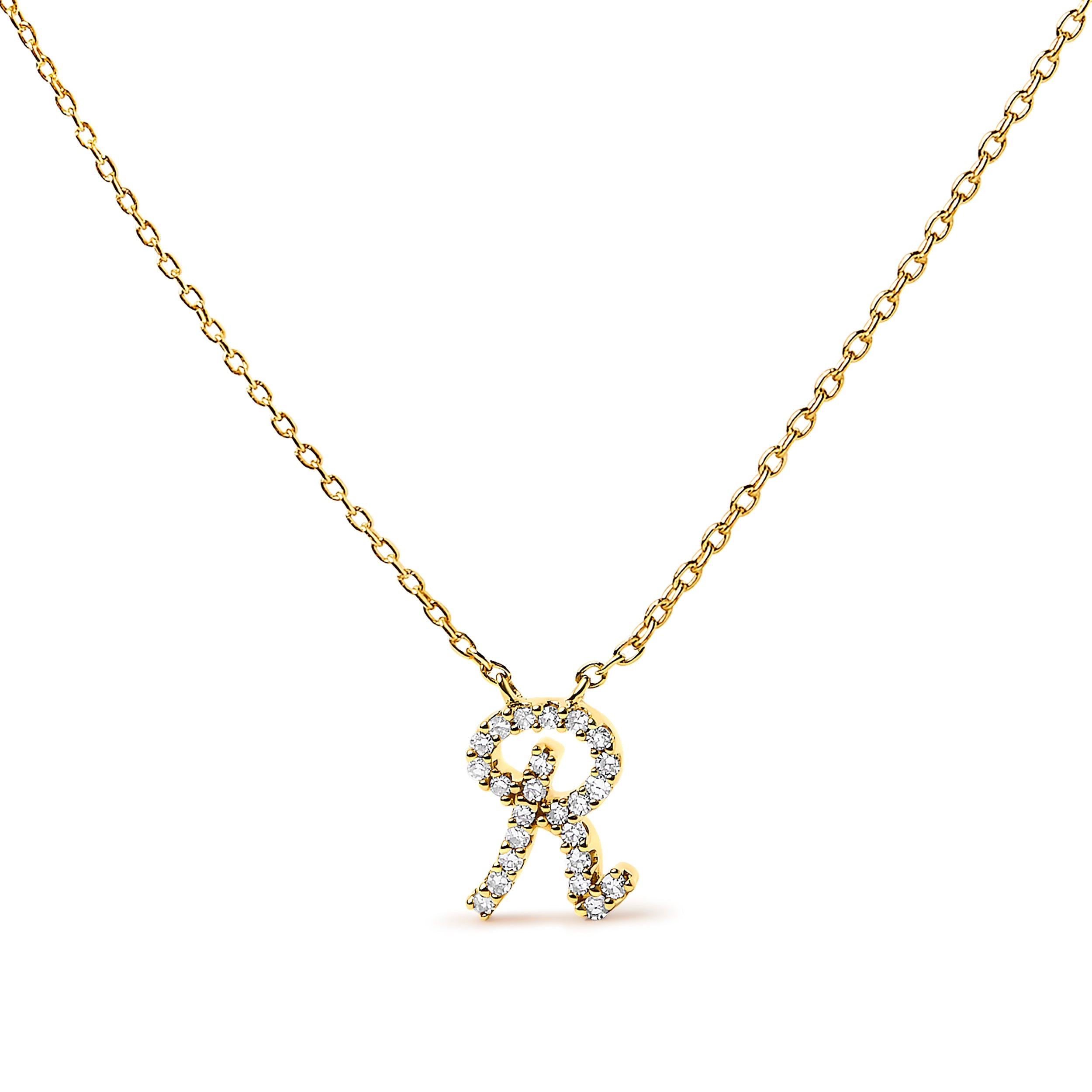 10K White Gold Diamond Accent "A" Initial Script Style Pendant Necklace by Bids.com