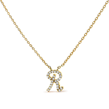 10K White Gold Diamond Accent "A" Initial Script Style Pendant Necklace by Bids.com