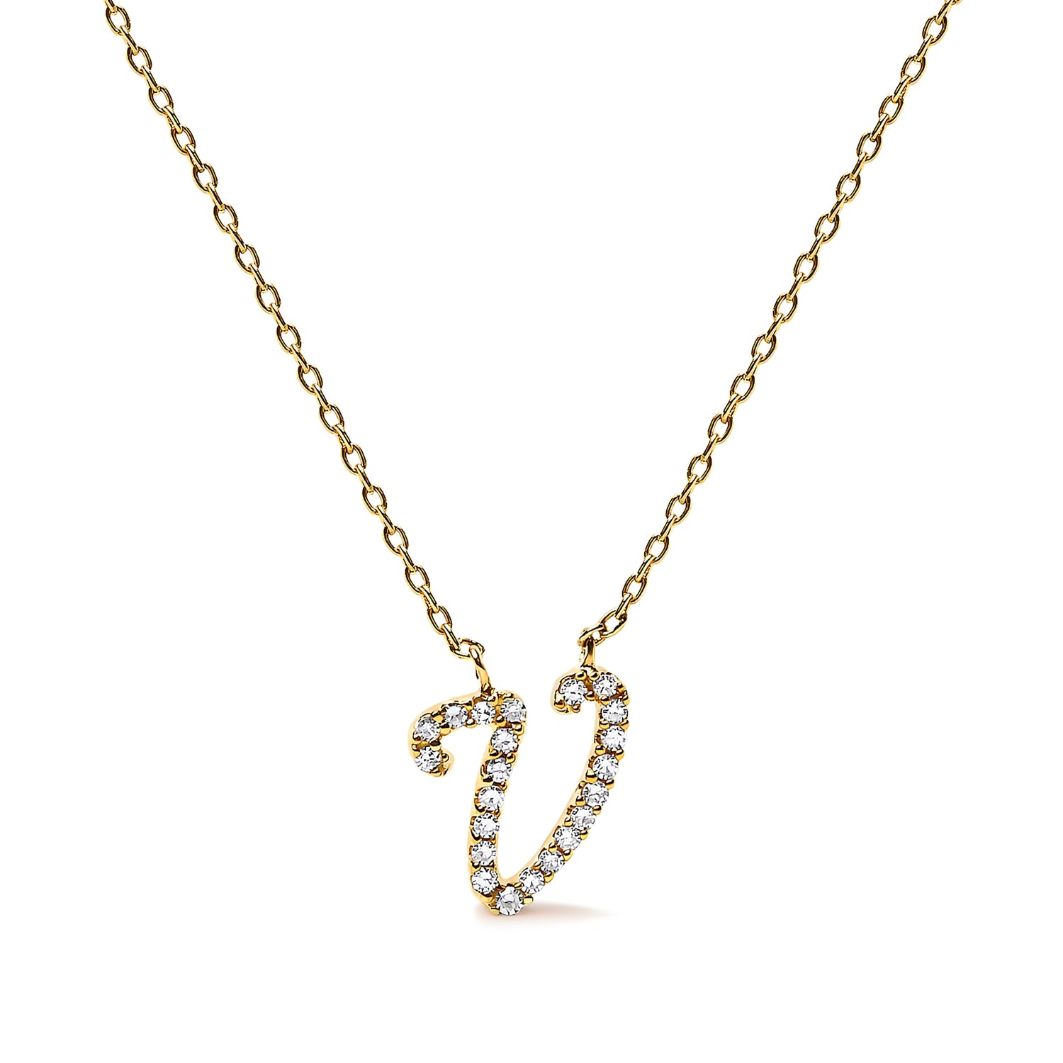 10K White Gold Diamond Accent "A" Initial Script Style Pendant Necklace by Bids.com