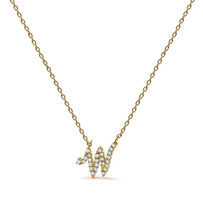 10K White Gold Diamond Accent "A" Initial Script Style Pendant Necklace by Bids.com