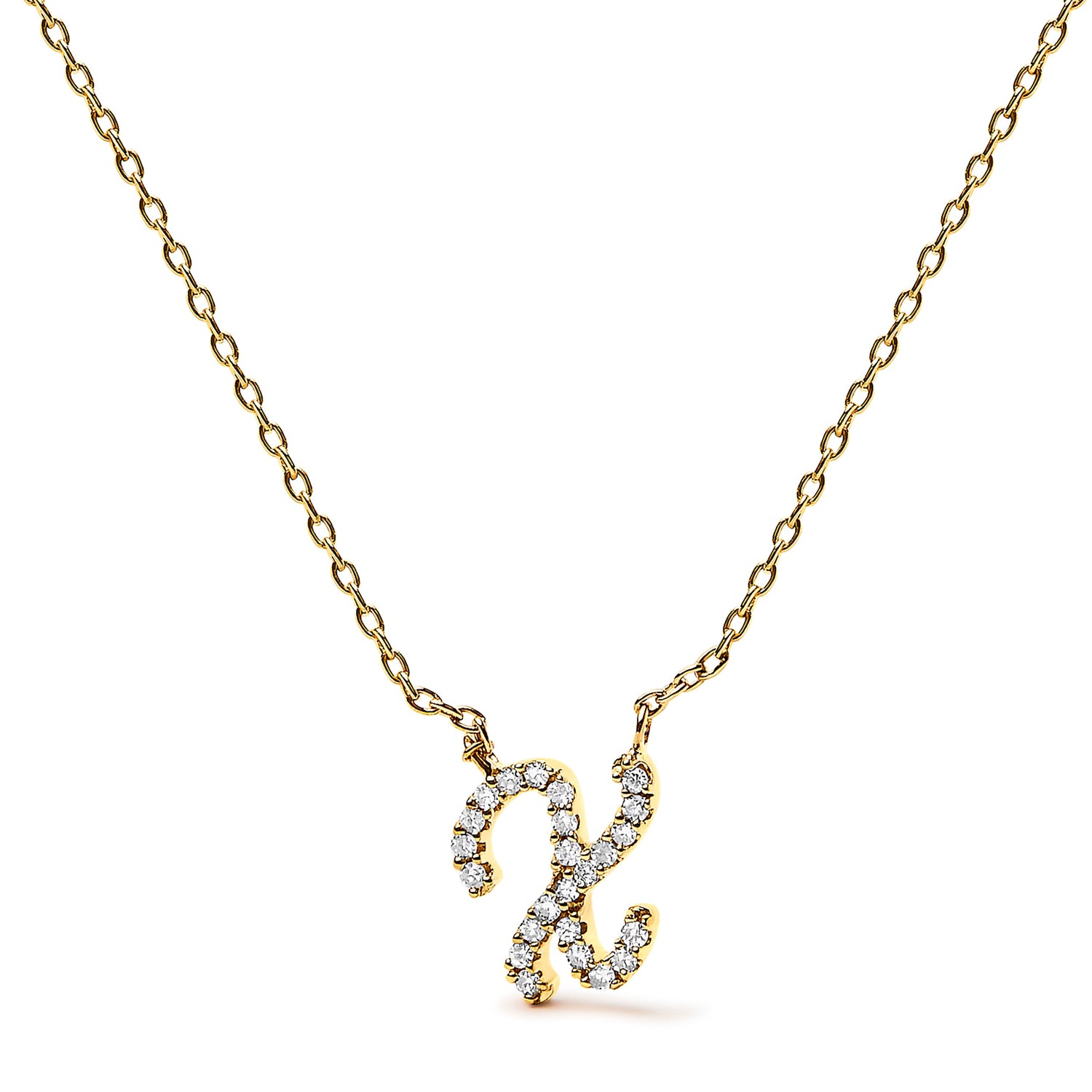 10K White Gold Diamond Accent "A" Initial Script Style Pendant Necklace by Bids.com