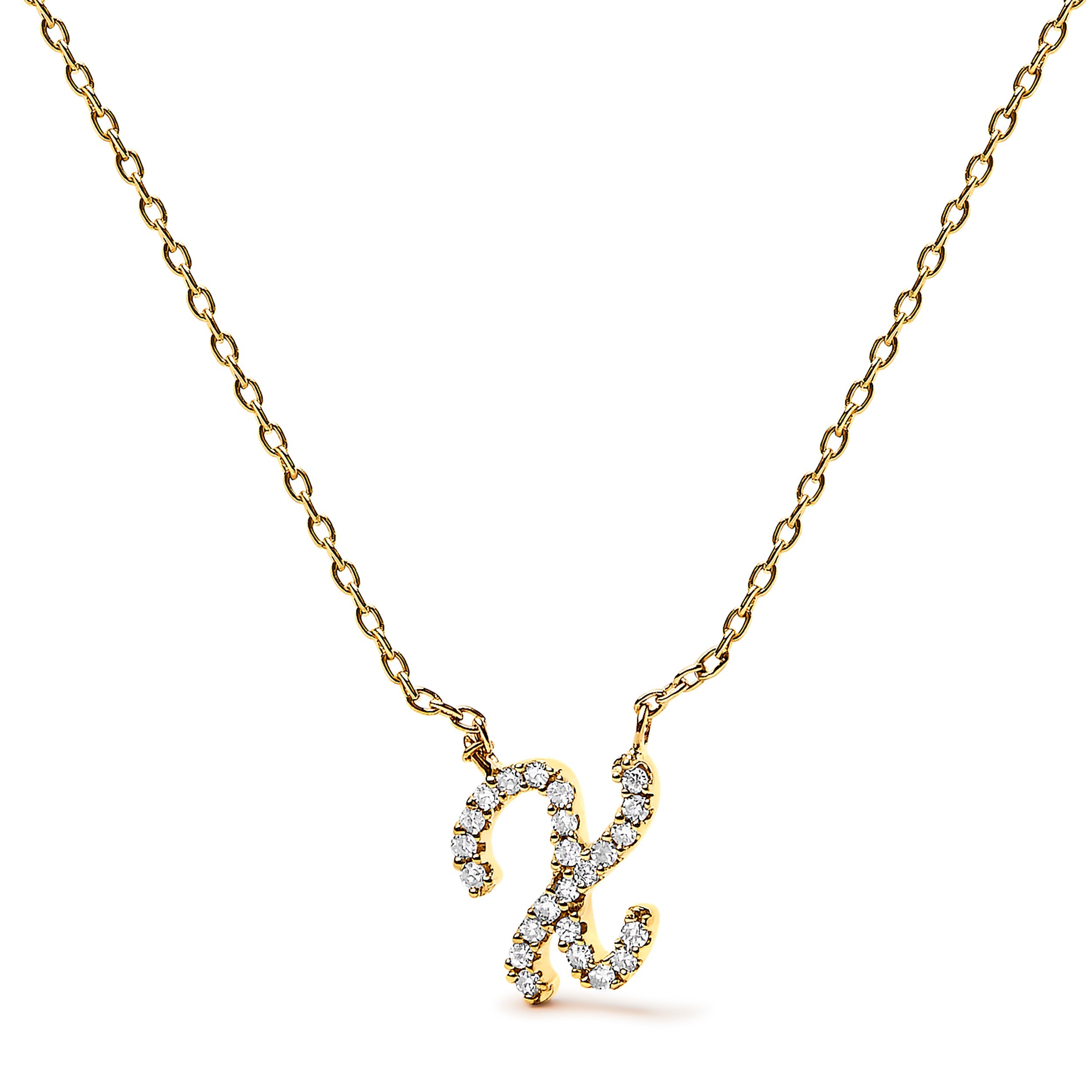 10K White Gold Diamond Accent "A" Initial Script Style Pendant Necklace by Bids.com