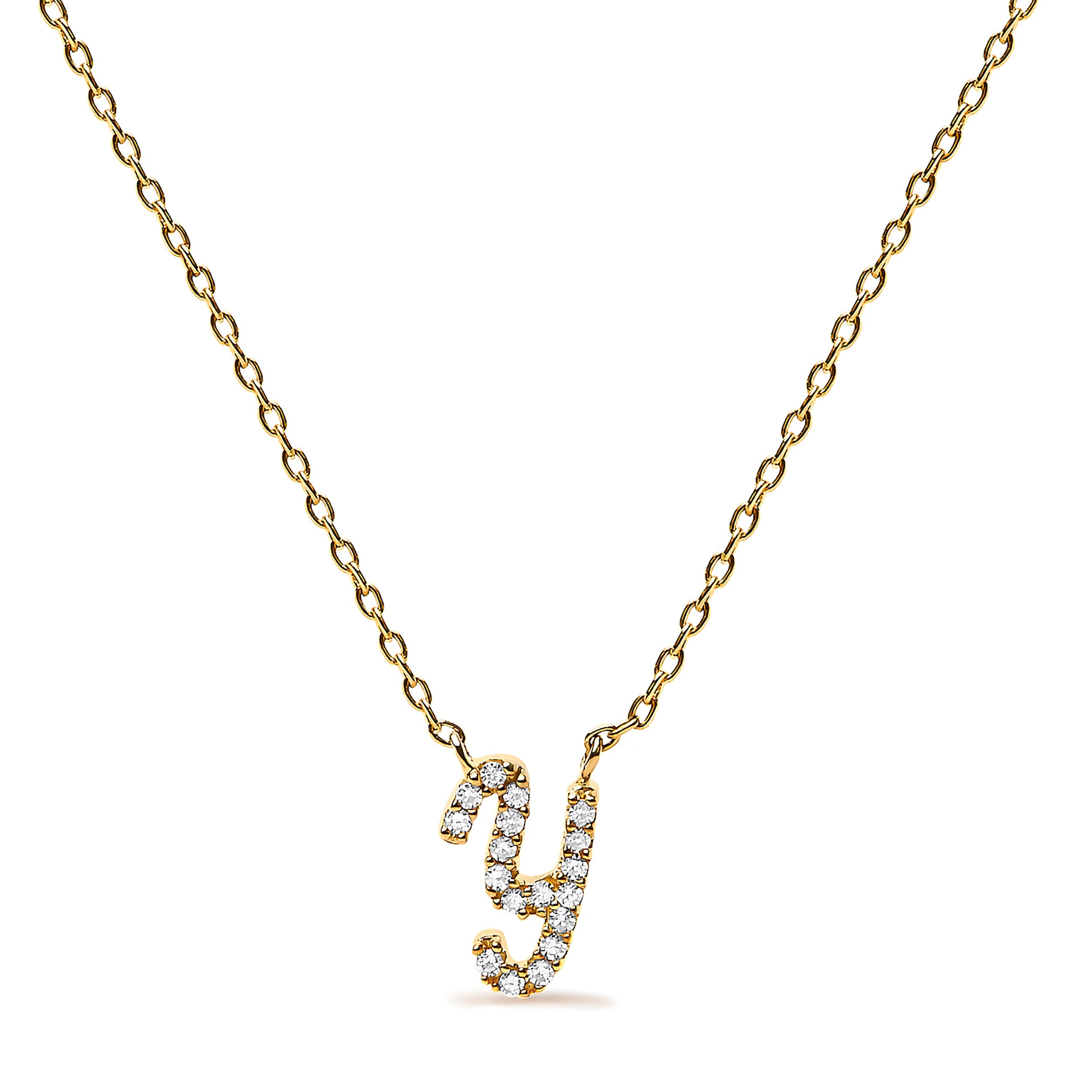 10K White Gold Diamond Accent "A" Initial Script Style Pendant Necklace by Bids.com