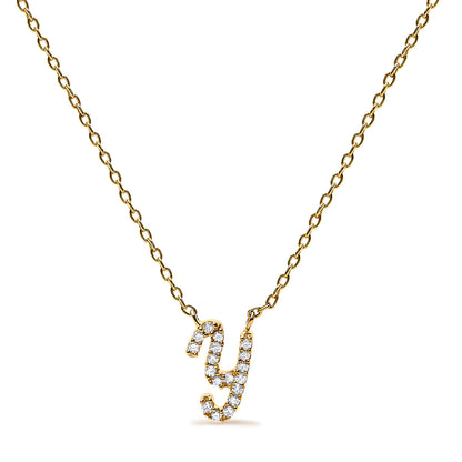 10K White Gold Diamond Accent "A" Initial Script Style Pendant Necklace by Bids.com