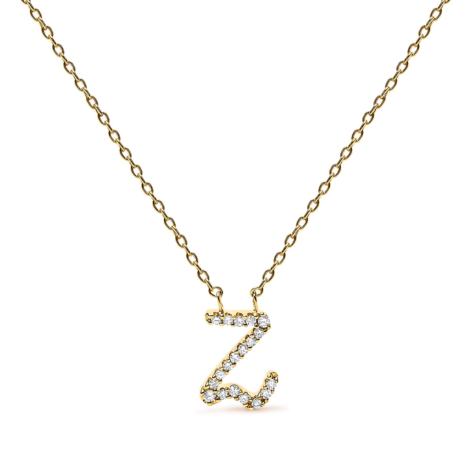 10K White Gold Diamond Accent "A" Initial Script Style Pendant Necklace by Bids.com