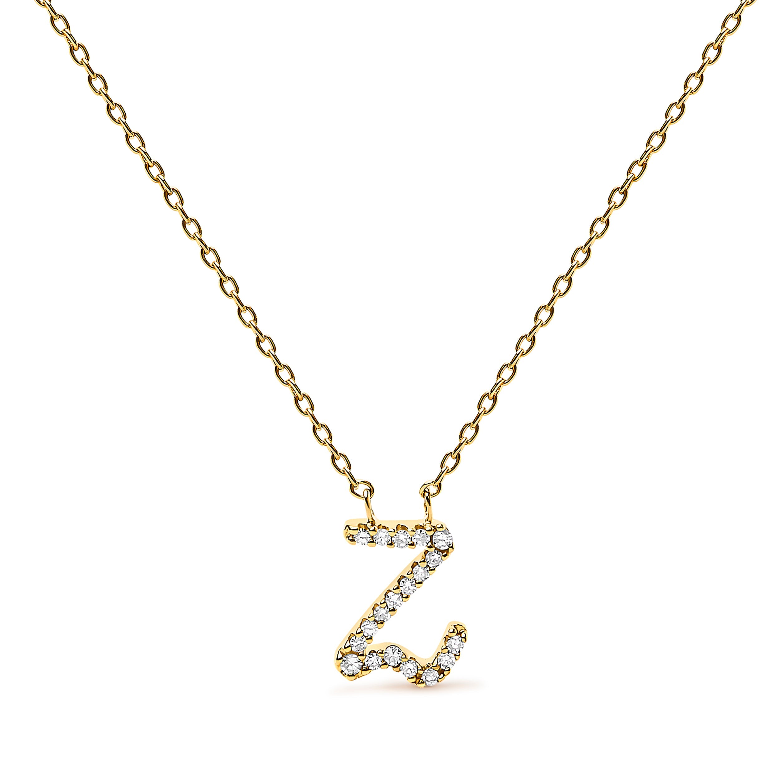 10K White Gold Diamond Accent "A" Initial Script Style Pendant Necklace by Bids.com