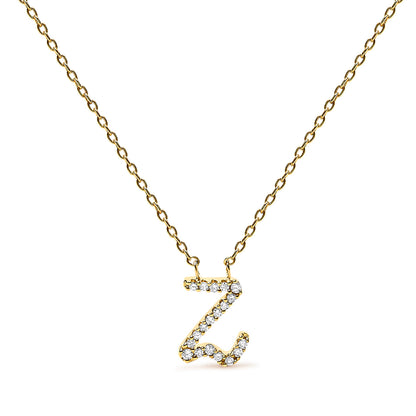 10K White Gold Diamond Accent "A" Initial Script Style Pendant Necklace by Bids.com