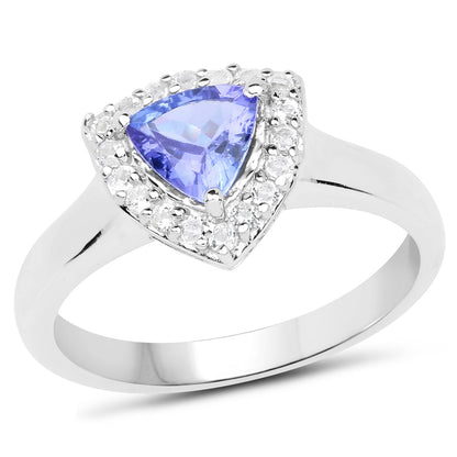 1.02 Carat Genuine Tanzanite and White Topaz .925 Sterling Silver Ring by Bids.com