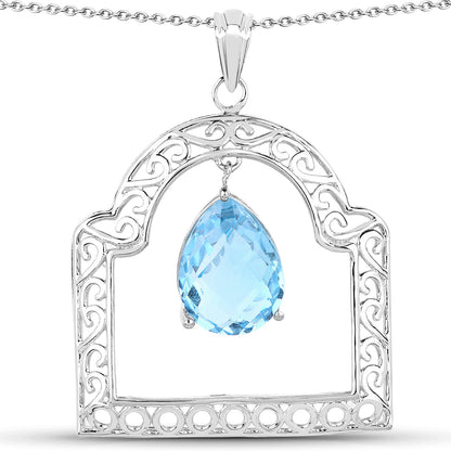 10.50 Carat Genuine Swiss Blue Topaz .925 Sterling Silver Pendant by Bids.com