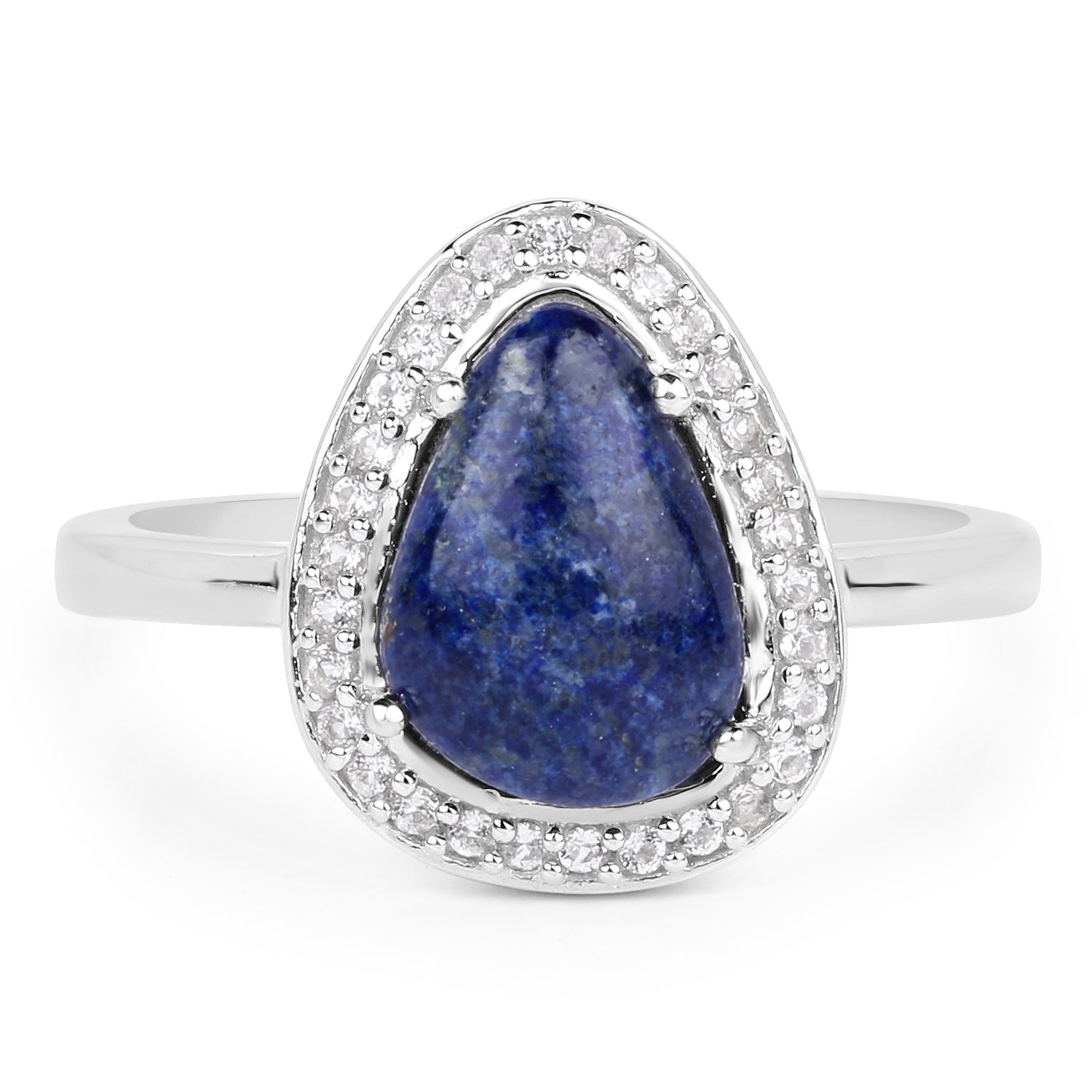 2.03 Carat Genuine Lapis And White Topaz .925 Sterling Silver Ring by Bids.com