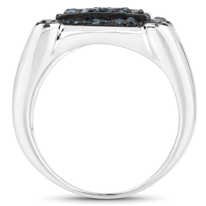 0.81 Carat Genuine Blue Diamond .925 Sterling Silver Ring by Bids.com