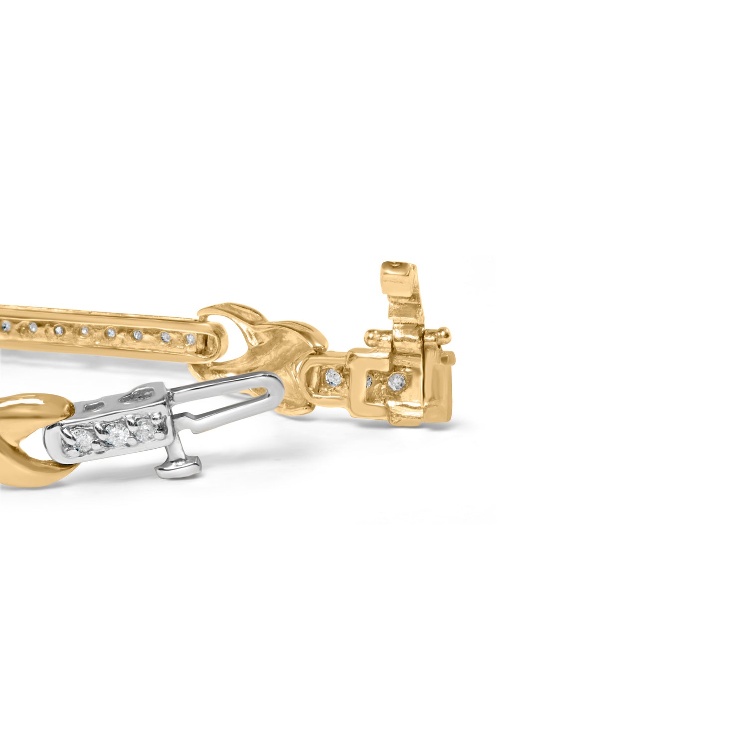 10K Yellow Gold 1.00 Cttw Pave Set Diamond Bar and X-Link 7" Bracelet (I-J Color, I3 Quality) by Bids.com