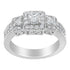 14K White Gold Round and Princess-Cut Diamond Three Stone Ring (1 Cttw, H-I Color, I1-I2 Clarity) - Size 7  DestGlow