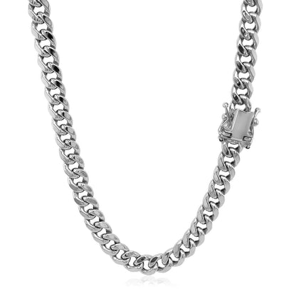 5.5mm 14k White Gold Miami Cuban Semi Solid Chain by Bids.com