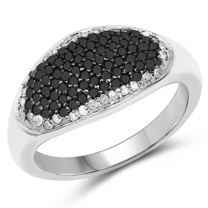 0.46 Carat Genuine Black Diamond and White Diamond .925 Sterling Silver Ring by Bids.com
