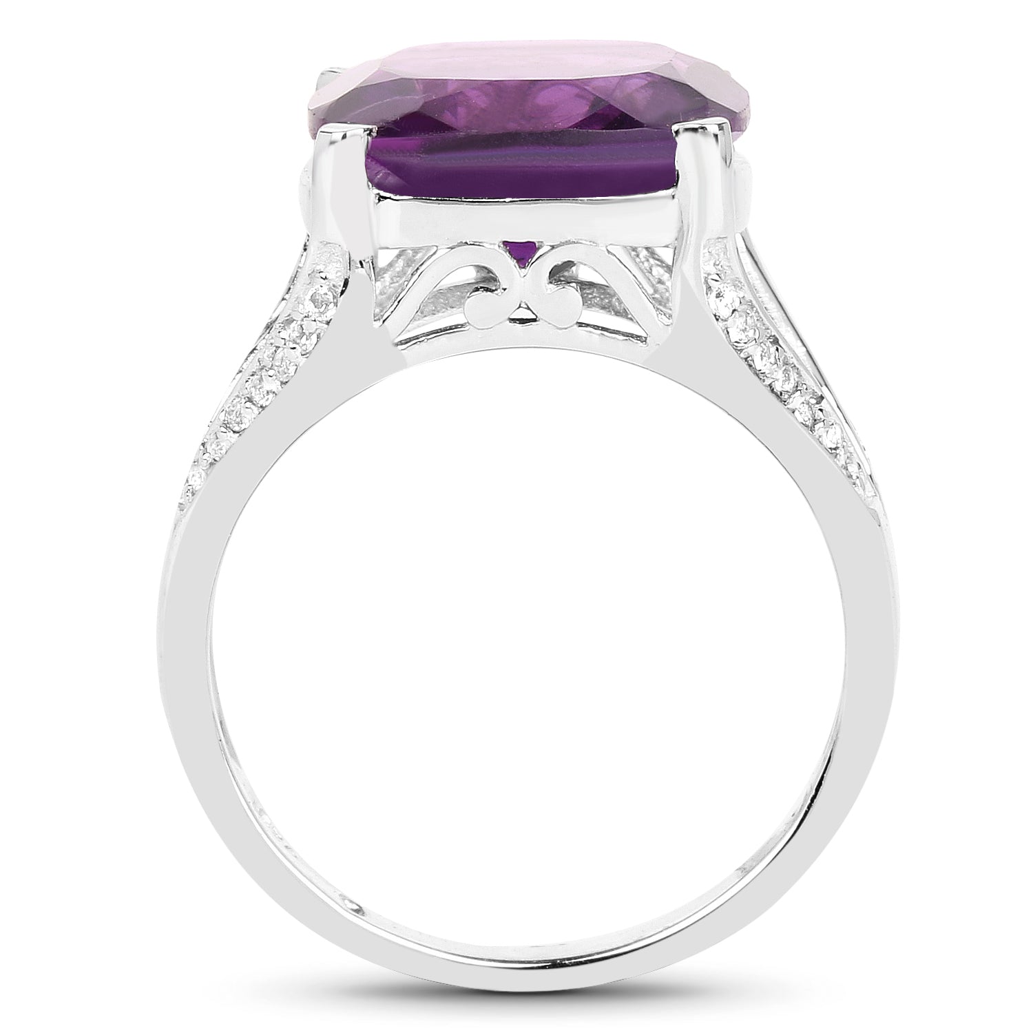 5.99 Carat Genuine Amethyst and White Topaz .925 Sterling Silver Ring by Bids.com