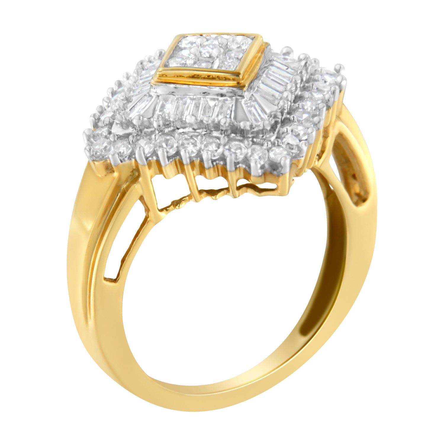 10K Yellow Gold Diamond Ballerina Ring (1 Cttw, I-J Color, I1-I2 Clarity) - Size 7 by Bids.com