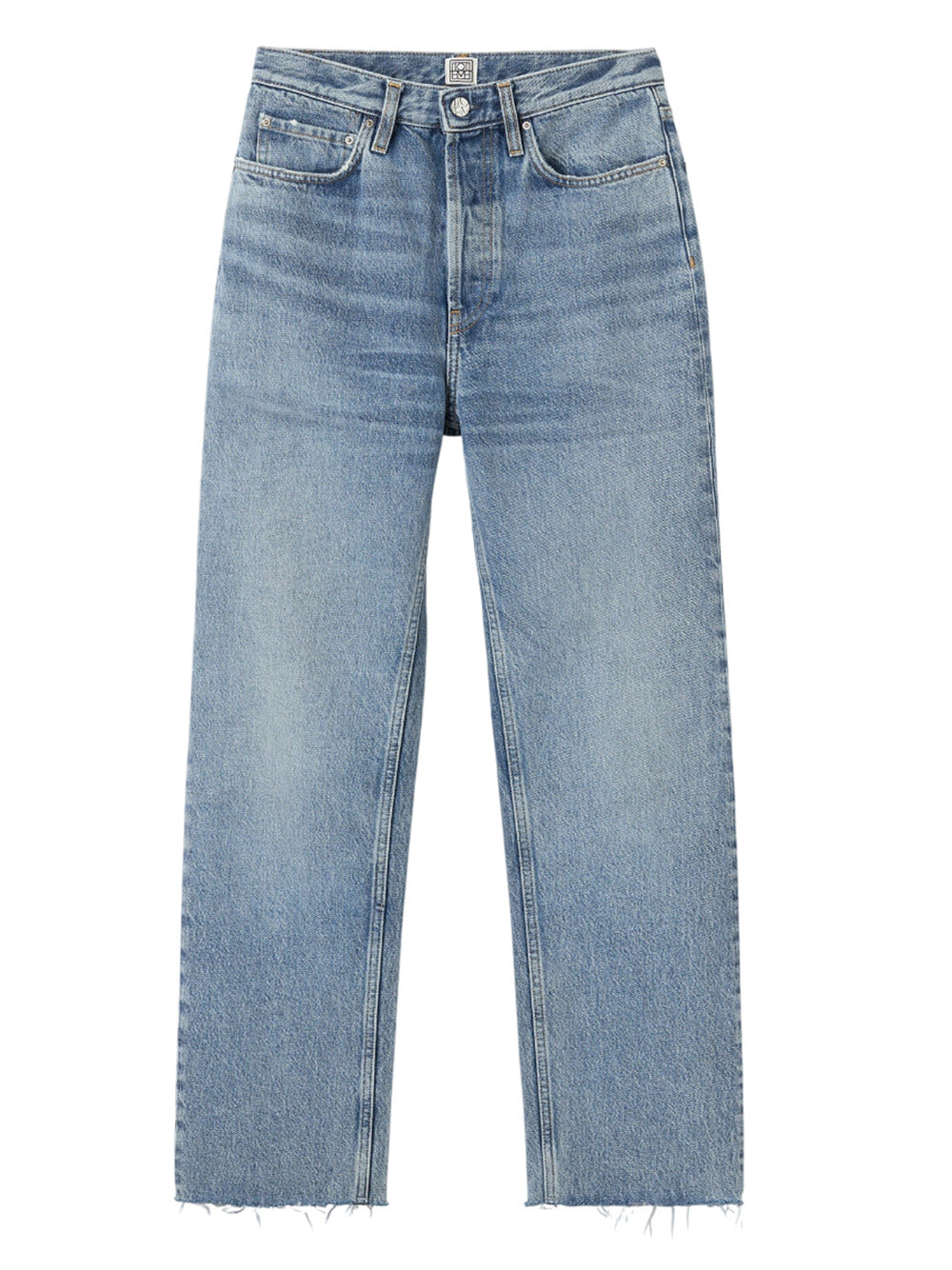 Toteme Women Distressed Blue Classic Cut Denim by Luosophy