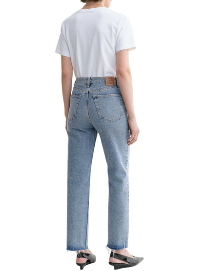 Toteme Women Distressed Blue Classic Cut Denim by Luosophy